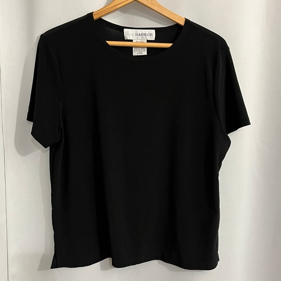 Sag Harbor Tops - Sag Harbor Top Womens Large Black T-Shirt Jersey Vintage Minimalist Officecore